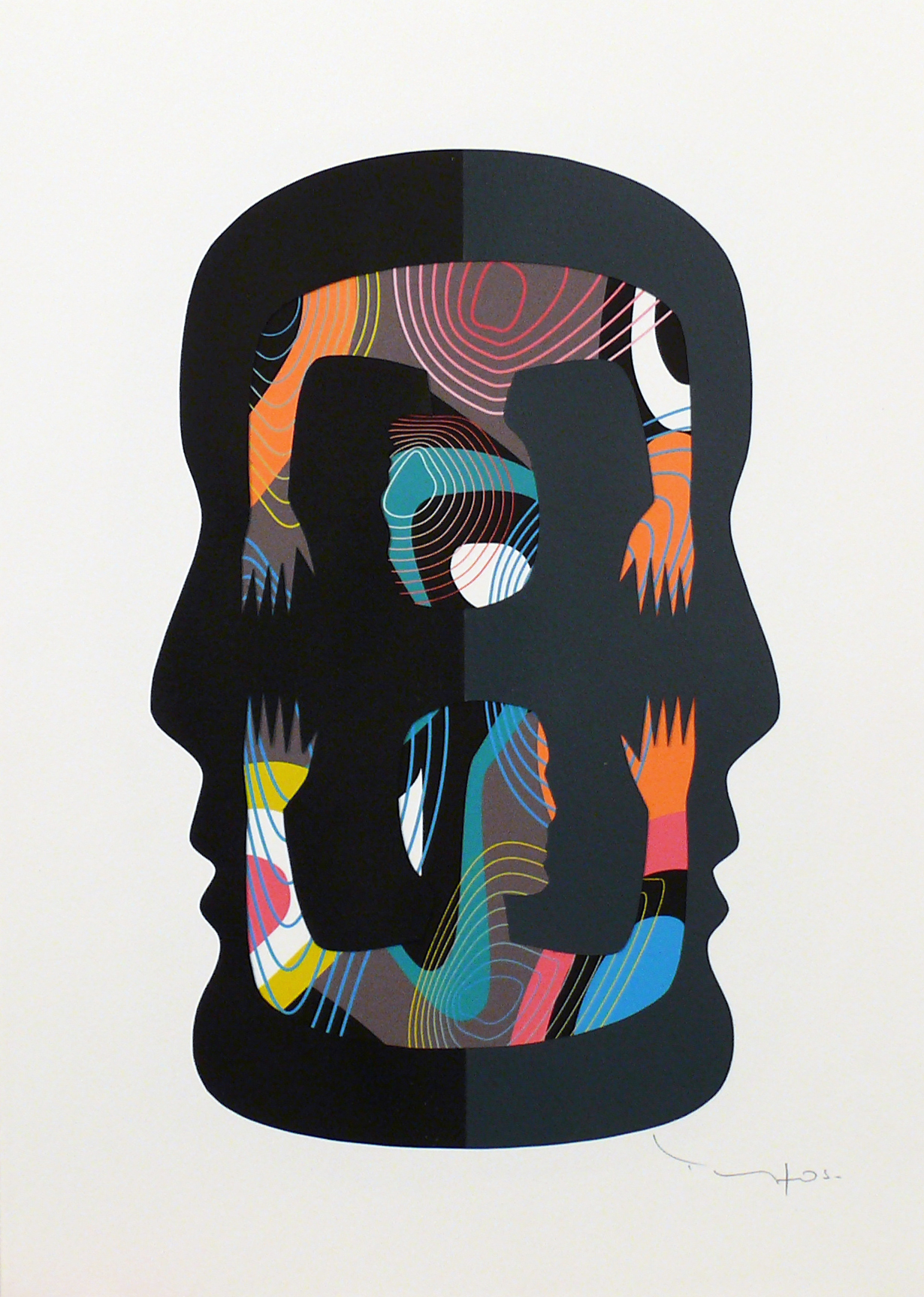 Collage, spray paint, ink, glue and paper